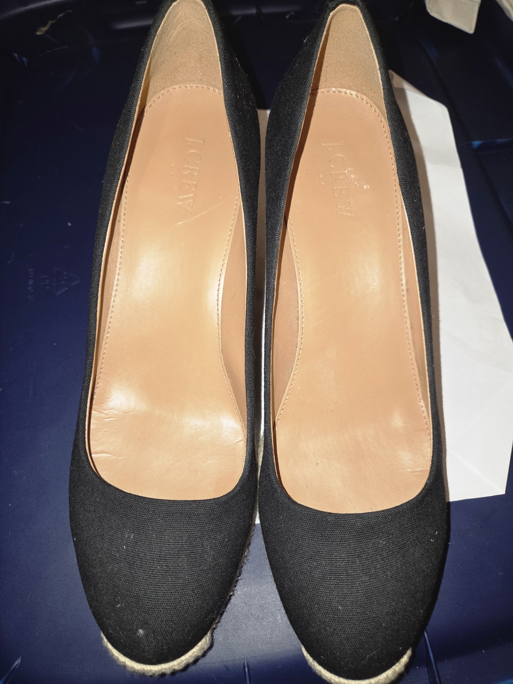 J. Crew Black Canvas Wedge Pumps